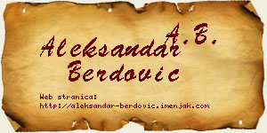 Aleksandar Berdović vizit kartica